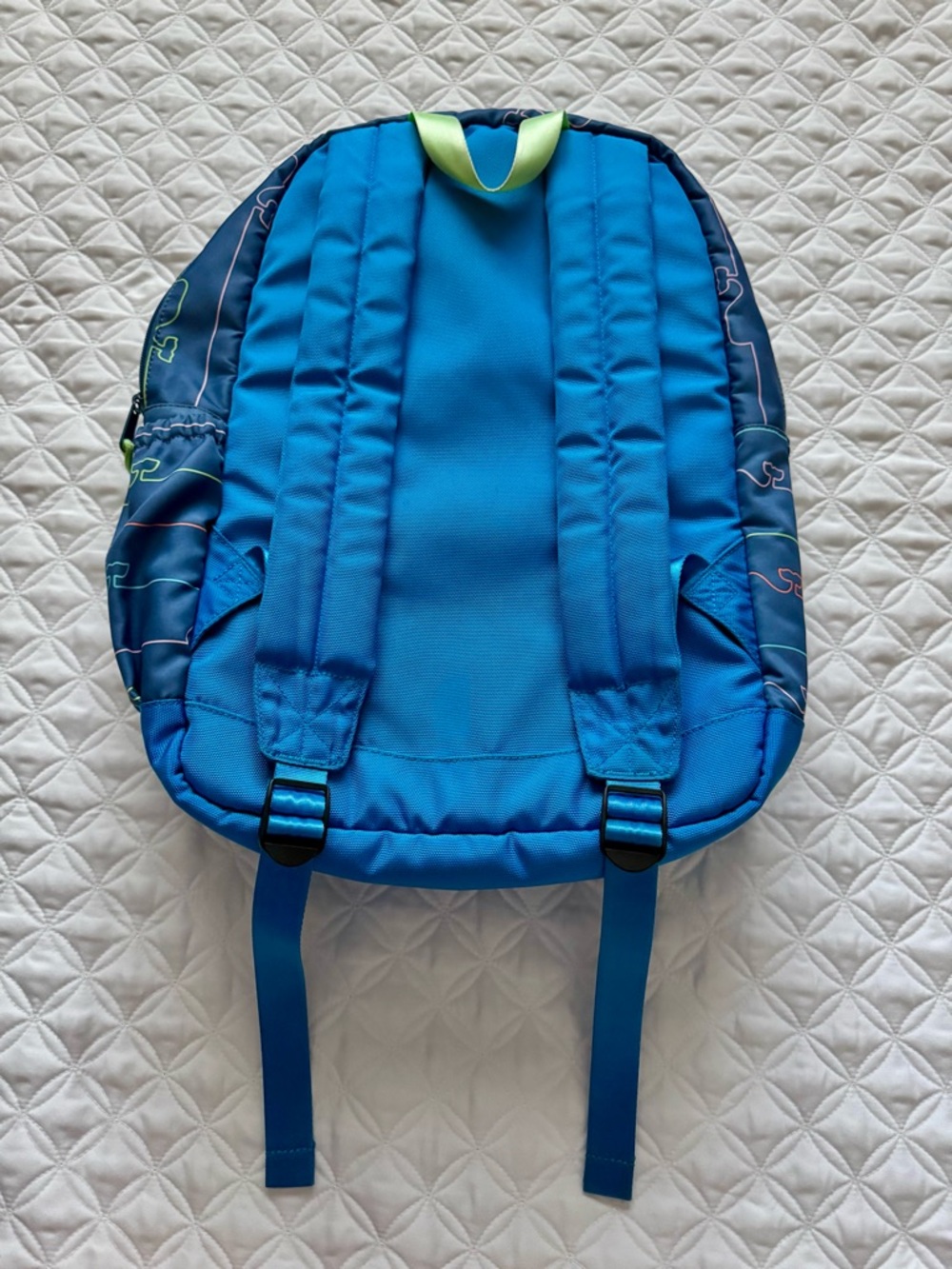 Vineyard Vines Kids School Daycare Backpack Bookbag Neon Green Whale Blue Lines - Picture 8 of 15
